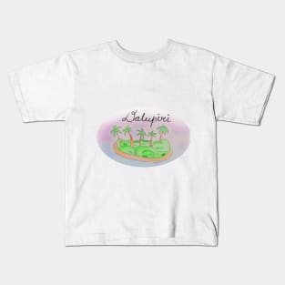 Dalupiri watercolor Island travel, beach, sea and palm trees. Holidays and vacation, summer and relaxation Kids T-Shirt